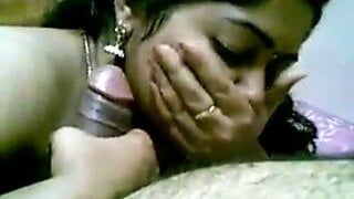 Indian Tamil Aunty sucking Big Black cock and having fun